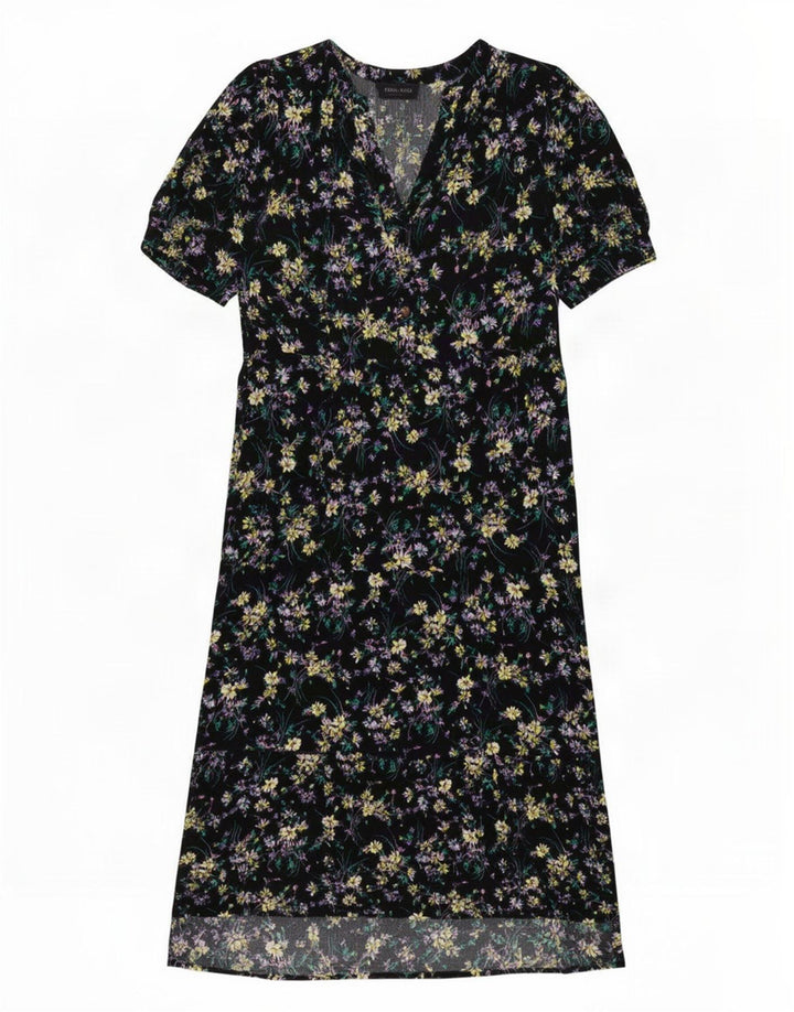 Marks & Spencer Damska sukienka maxi UK 12 Średnia czarna wiskoza w kwiaty