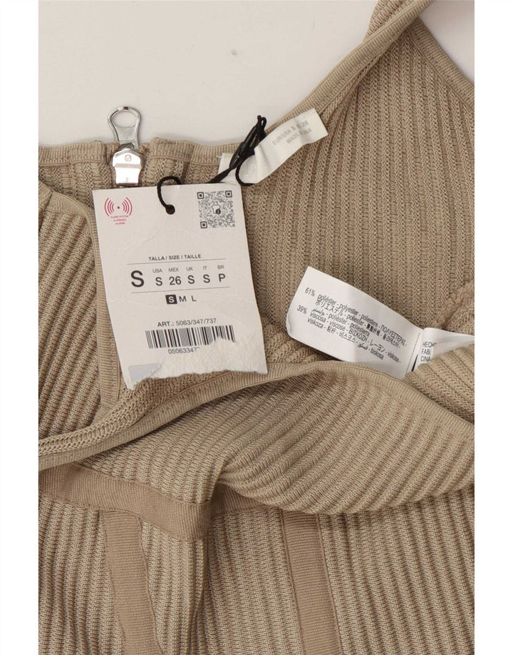 Damski krótki top Zara UK 8, mały, beżowy poliester