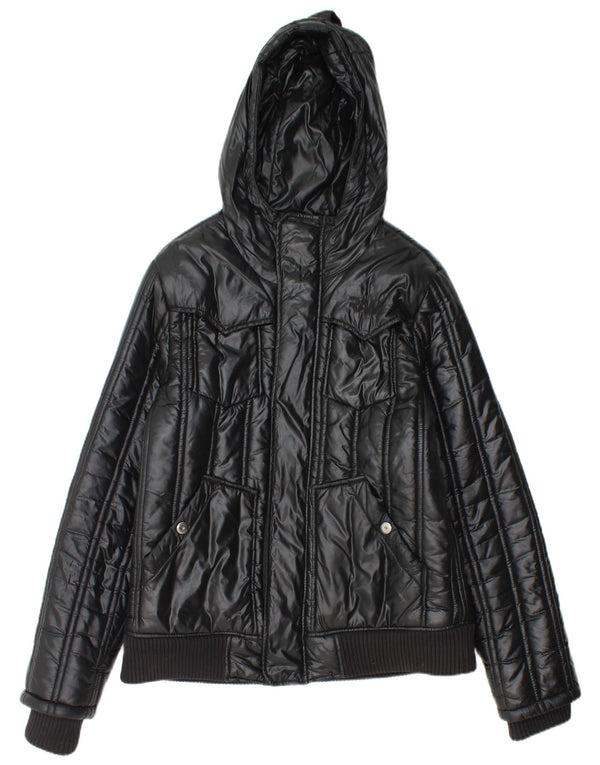 Damska ocieplana kurtka z kapturem G-STAR UK 16, duża, czarna, poliamidowa