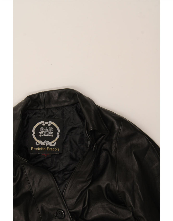 BRECO'S Womens Leather Coat UK 14 Medium Black Leather Vintage Breco's and Second-Hand Breco's from Messina Hembry 