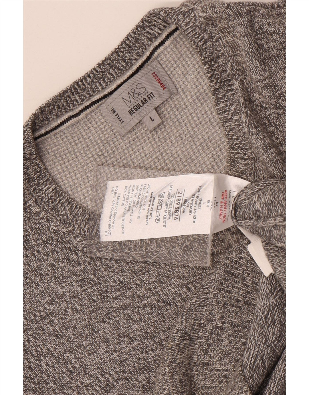 Marks & Spencer Męski sweter z okrągłym dekoltem, duży, szary, nakrapiany