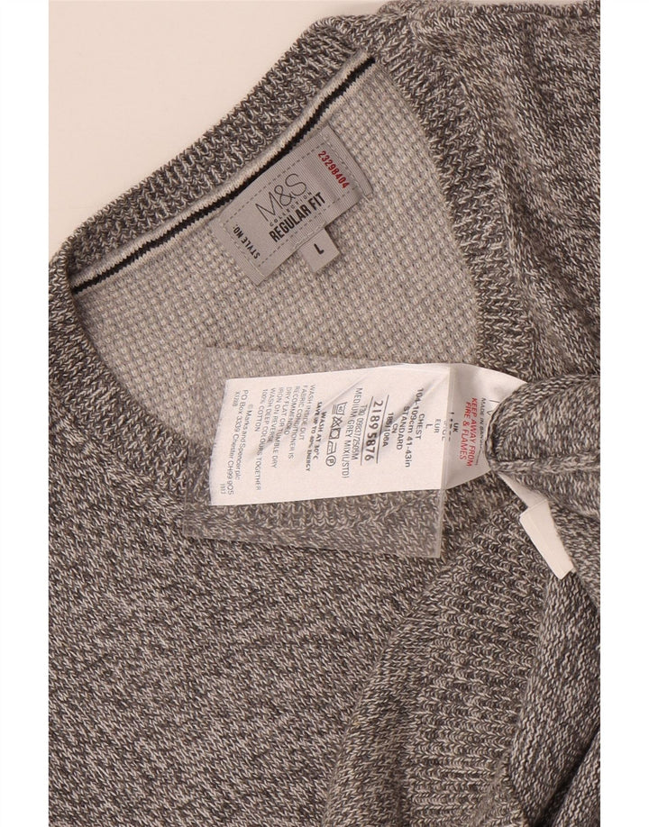 Marks & Spencer Męski sweter z okrągłym dekoltem, duży, szary, nakrapiany