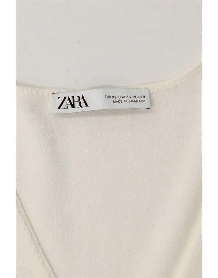 ZARA Womens Oversized Blouse Top UK 6 XS Off White Viscose Vintage Zara and Second-Hand Zara from Messina Hembry 