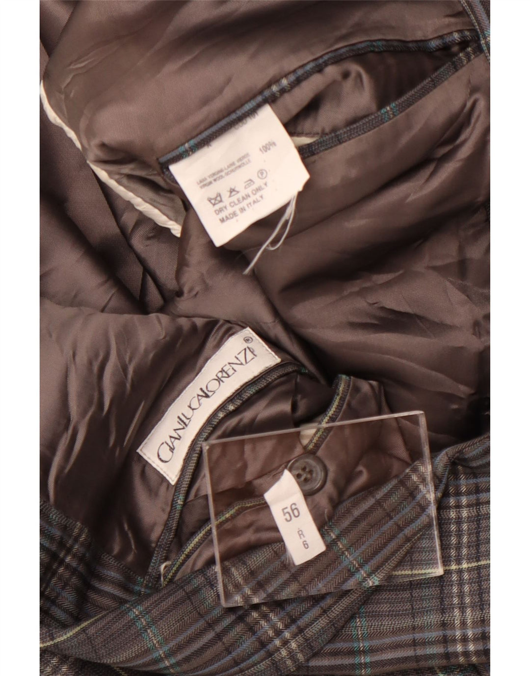 Męska marynarka zapinana na 2 guziki Gianluca Lorenzi IT 56 3XL Szara wełniana kratka