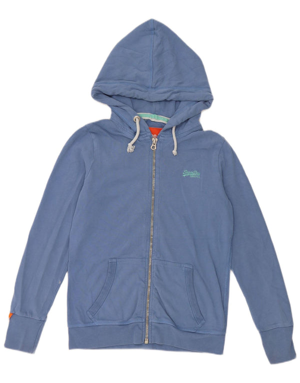 Damski sweter z kapturem i zamkiem Superdry UK 14, duży, niebieski, bawełniany