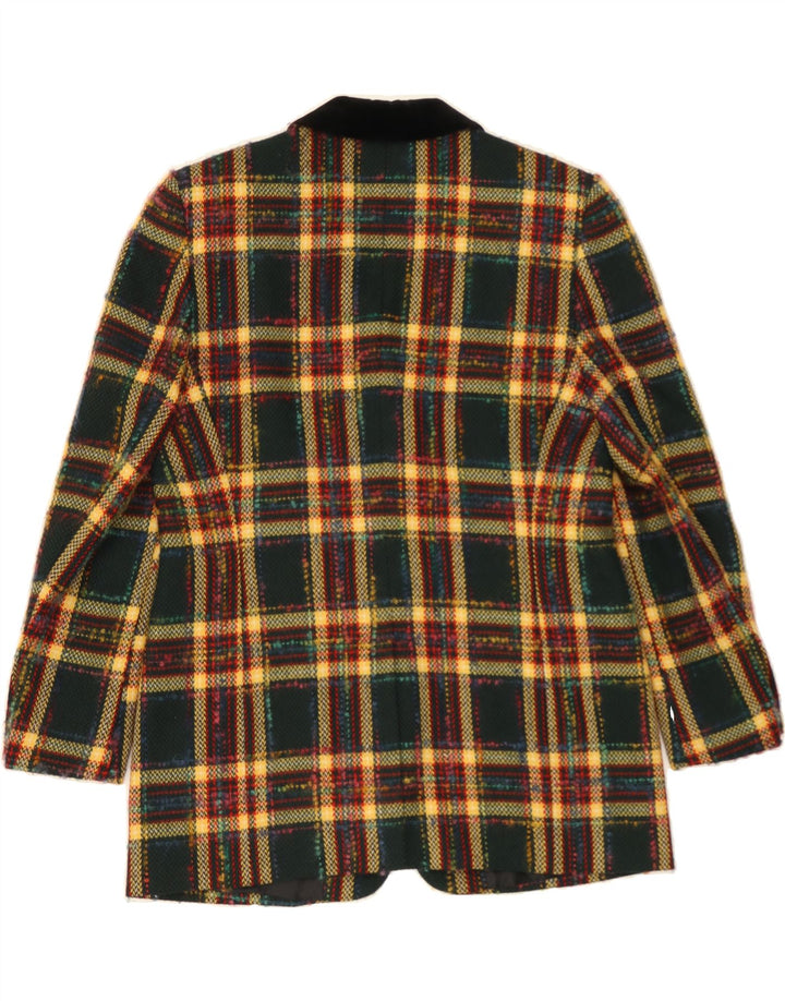 ANTONETTE Womens 2 Button Blazer Jacket IT 44 Medium Green Check Wool Vintage Antonette and Second-Hand Antonette from Messina Hembry 