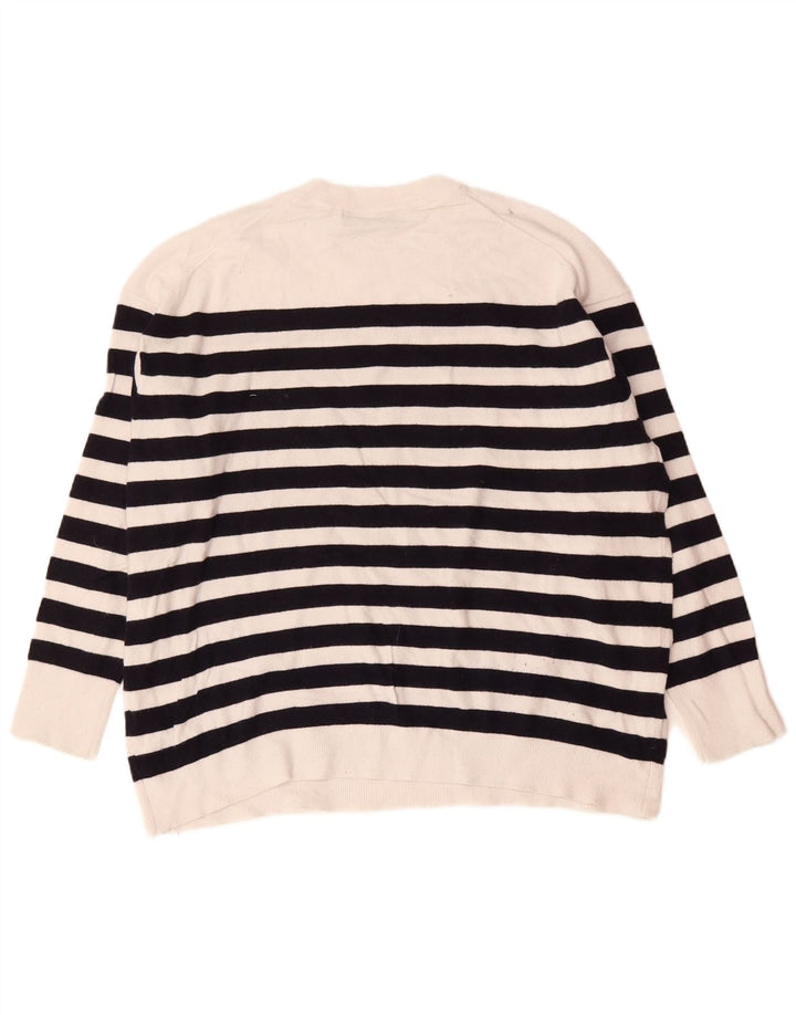 Damski sweter oversize Zara z okrągłym dekoltem UK 14 w średnie białe paski