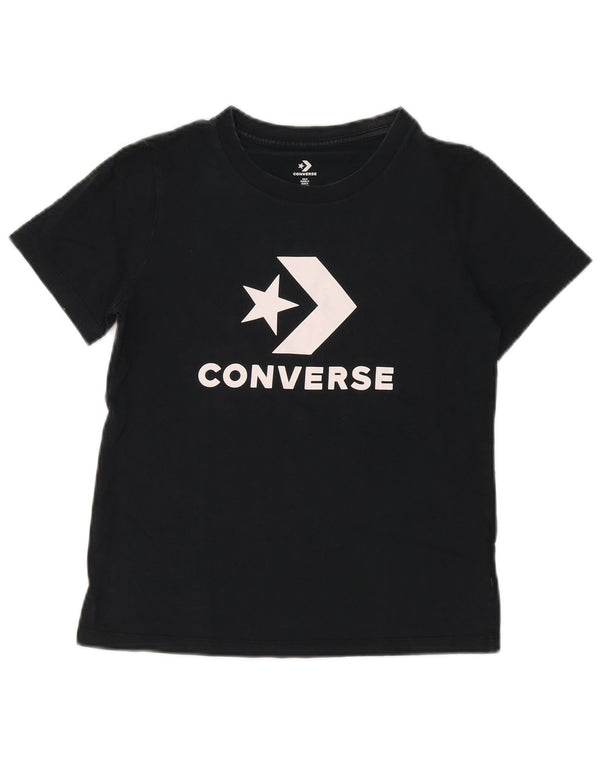 Converse Womens Graphic T-Shirt Top UK 10 Small Black Cotton