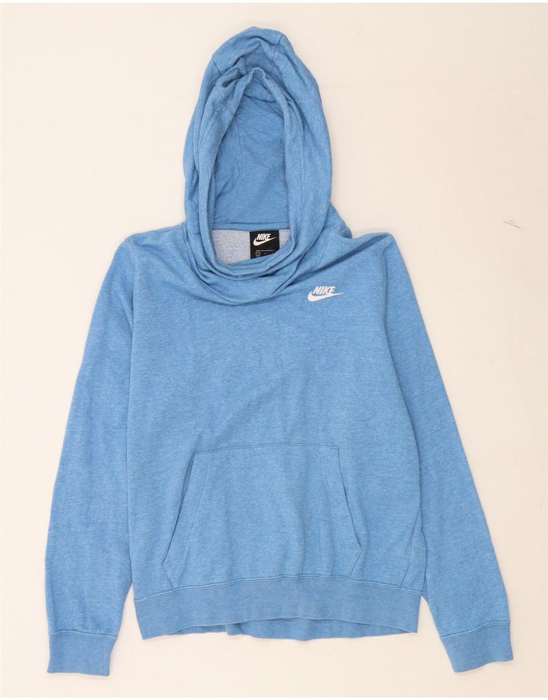 NIKE Womens Oversized Hoodie Jumper UK 10 Small Blue Cotton Vintage Nike and Second-Hand Nike from Messina Hembry 