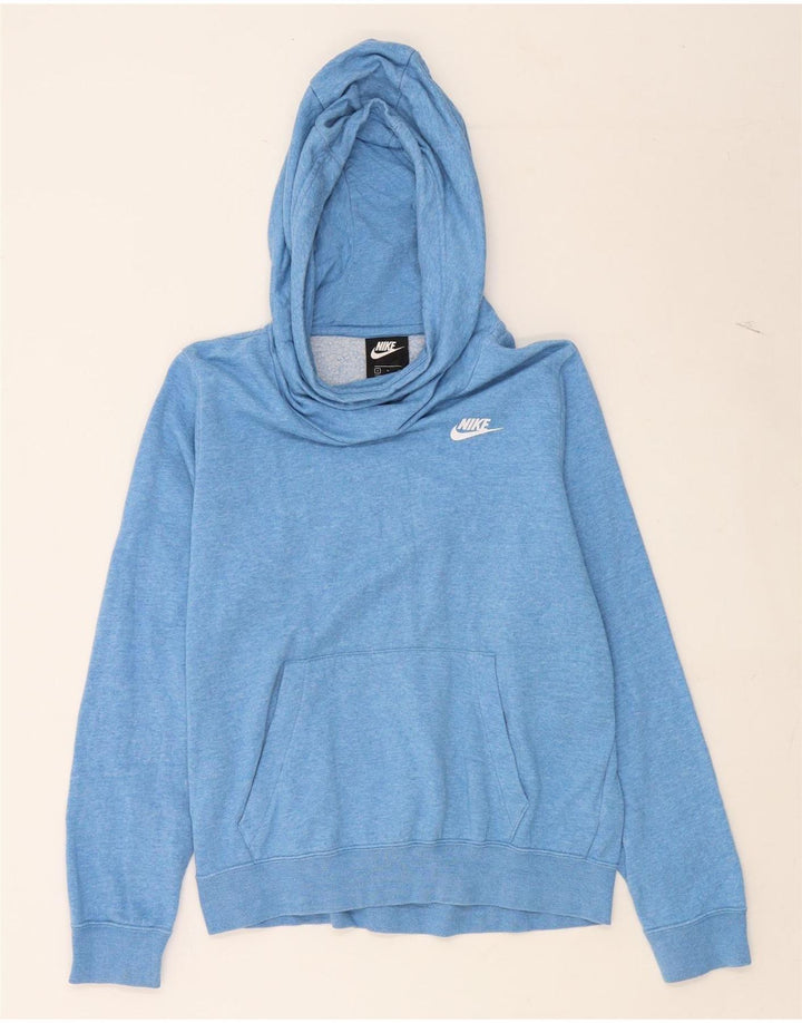 NIKE Womens Oversized Hoodie Jumper UK 10 Small Blue Cotton Vintage Nike and Second-Hand Nike from Messina Hembry 