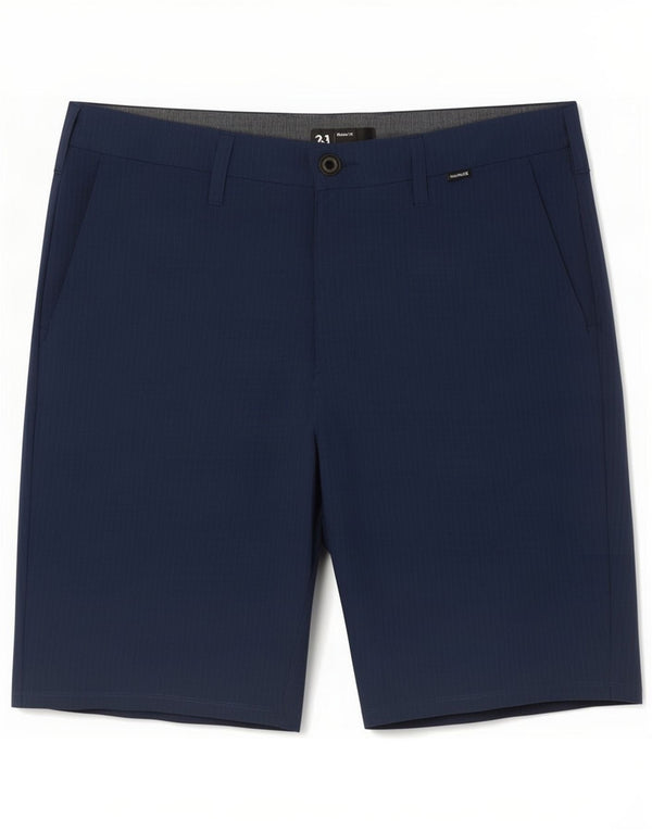 Hurley Mens Chino Shorts Medium W31 Navy Blue Striped Polyester
