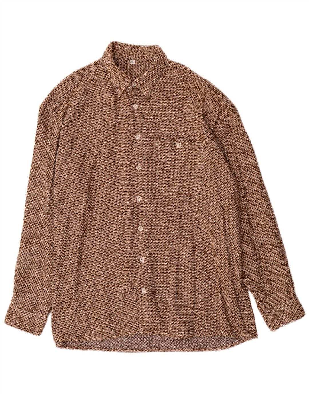 Koszula męska w stylu vintage, rozmiar 43 XL, brązowa, bawełniana w pepitkę