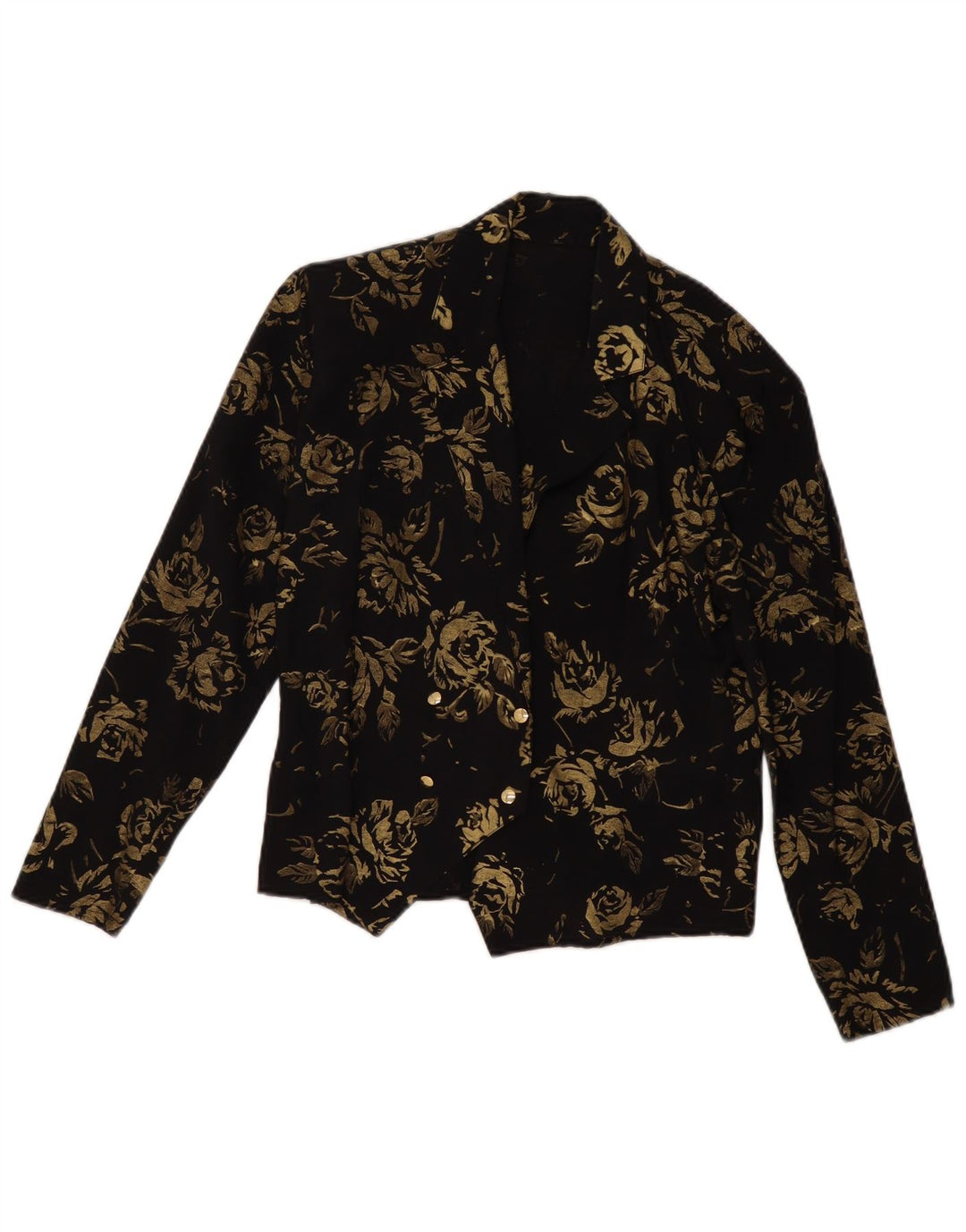 Damska marynarka dwurzędowa VINTAGE EU 36, mała czarna w kwiaty