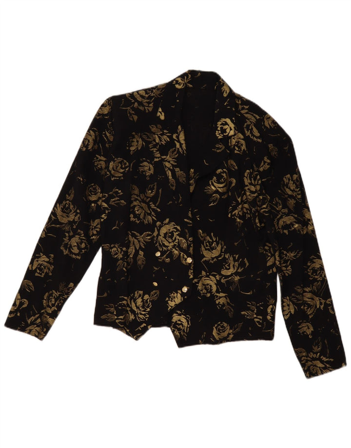 Damska marynarka dwurzędowa VINTAGE EU 36, mała czarna w kwiaty