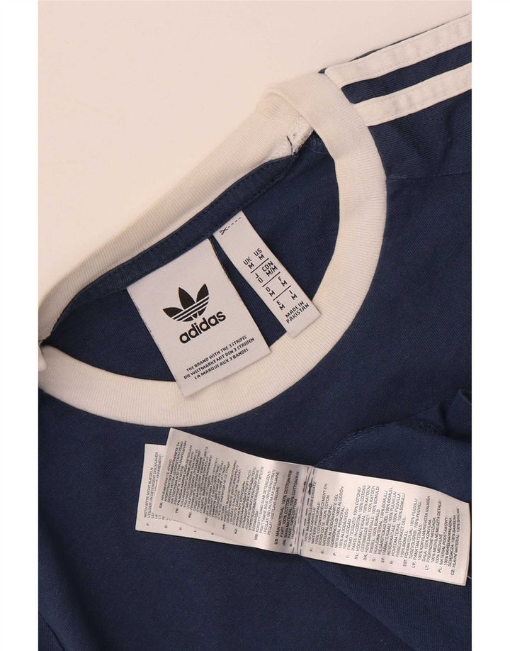 Adidas Męska koszulka Top Medium Granatowa, bawełniana z blokami kolorów