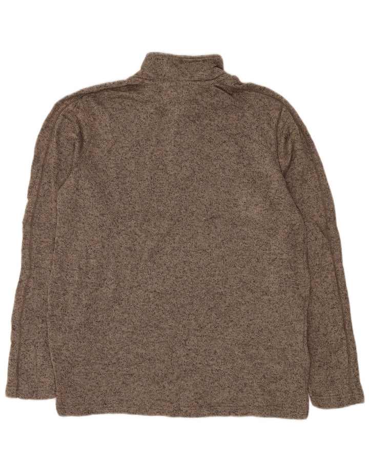 EDDIE BAUER Męski sweter zapinany na zamek, duży, beżowy, plamkowany poliester