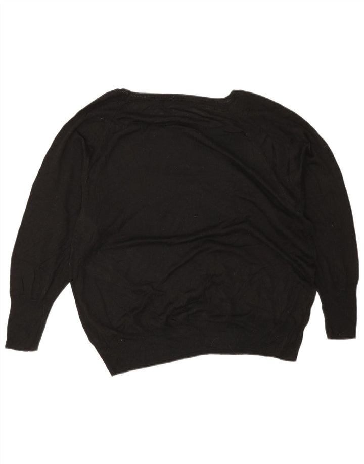 Damski sweter oversize z dekoltem w łódkę Zara UK 14, średni czarny