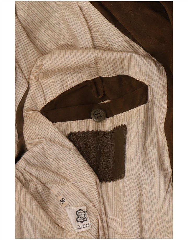 Vintage męska zamszowa kurtka bomber EU 50, duża skóra khaki