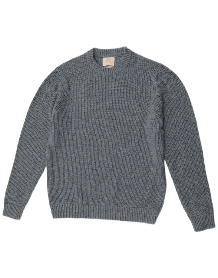Marks & Spencer Męski sweter z okrągłym dekoltem, duży, niebieski, nakrapiany poliamid