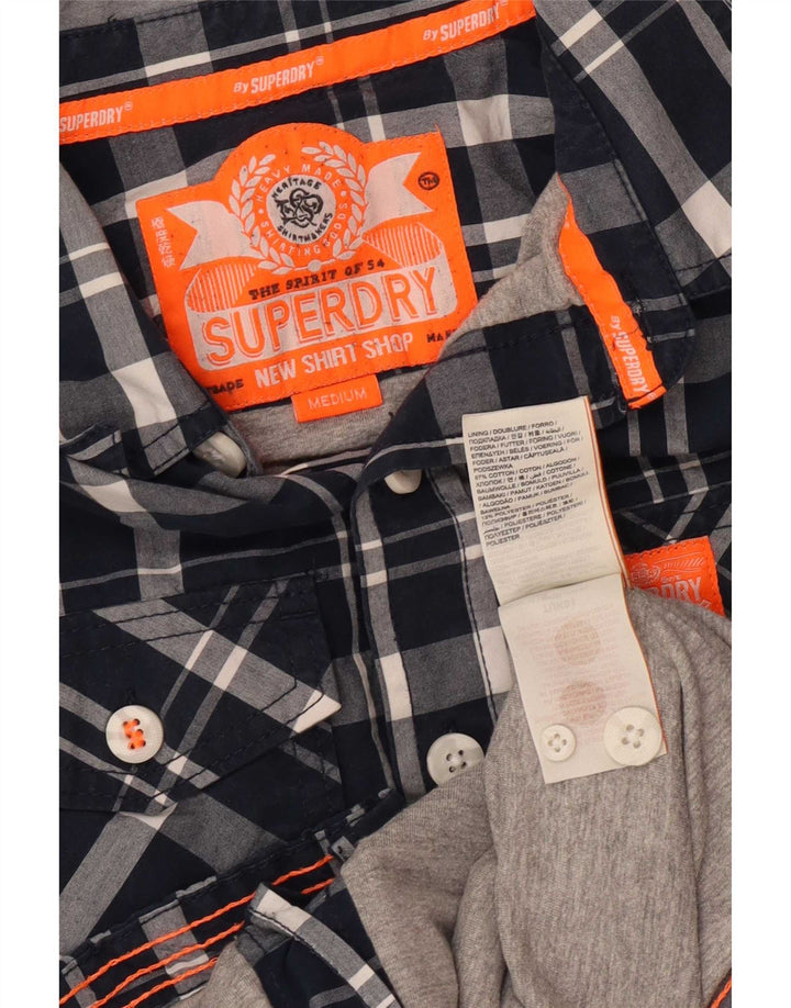 Koszula męska Superdry, bawełniana, w średnią granatową kratkę