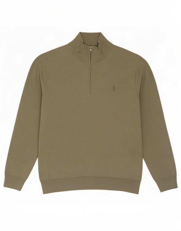 Polo Ralph Lauren Męski sweter z zamkiem błyskawicznym XL, bawełniany khaki