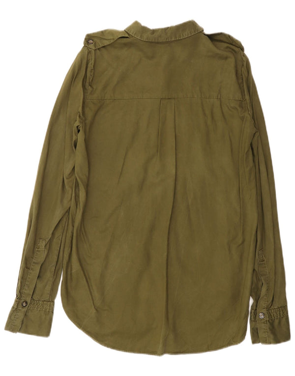 Damska długa koszula oversize ZARA UK 6 XS Khaki Lyocell