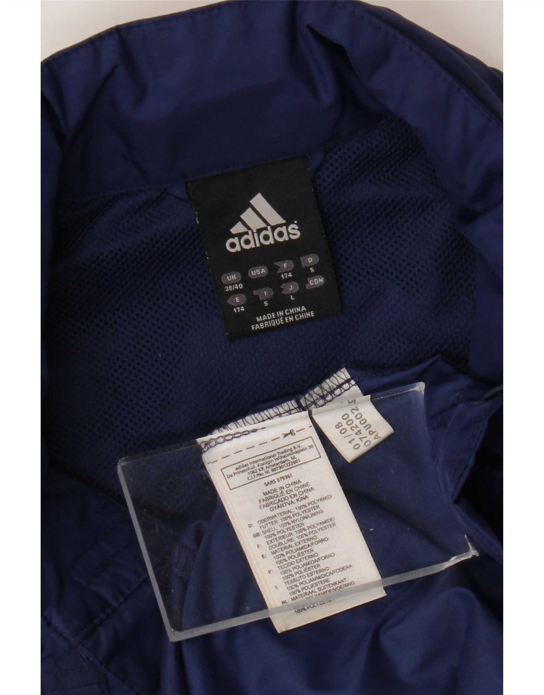 Męska kurtka przeciwdeszczowa Adidas Graphic UK 38/40 Średni granatowy blok kolorów