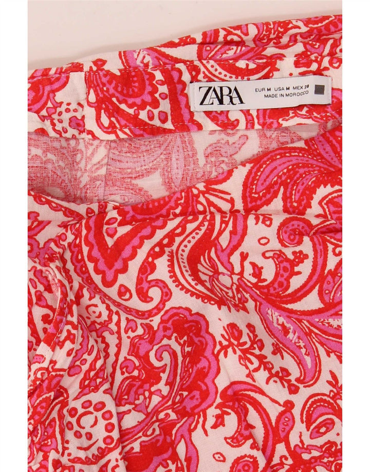Spódnica mini damska Zara średnia W28 czerwona paisley