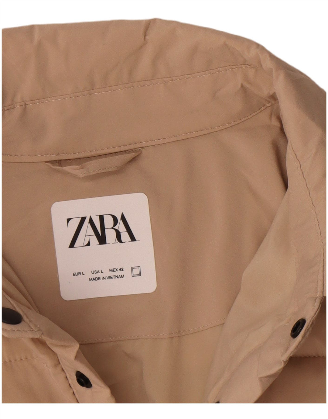 Męska ocieplana kurtka Zara UK 40, duża, beżowa, poliester