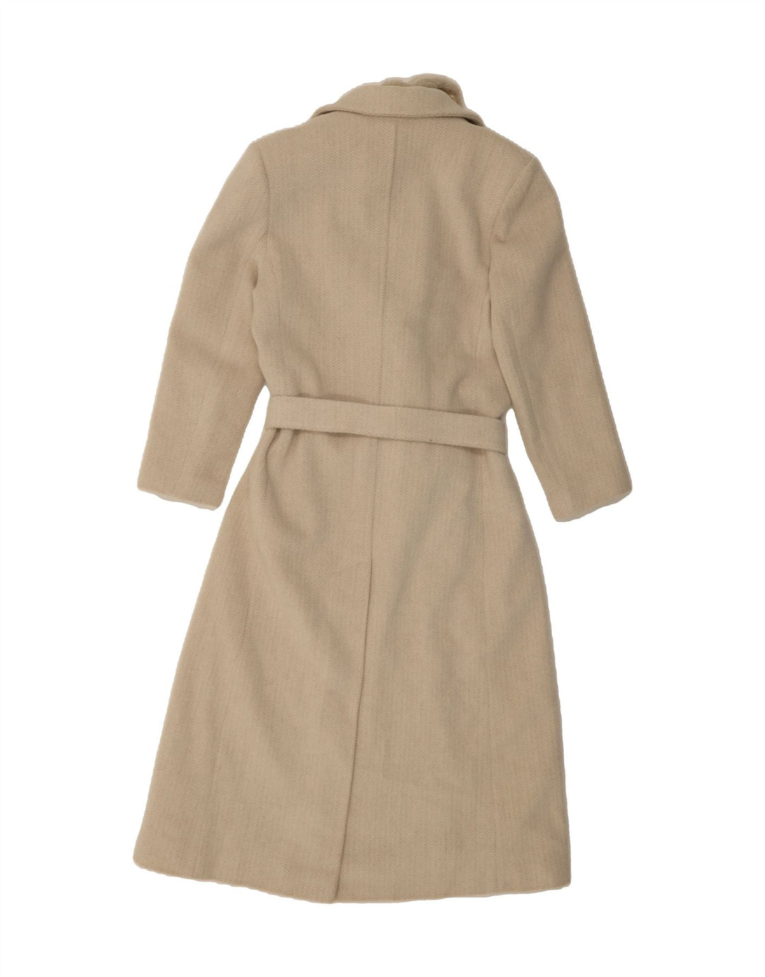 HENRY WHITE Womens Overcoat UK 14 Large Off White Chevron Wool Vintage Henry White and Second-Hand Henry White from Messina Hembry 