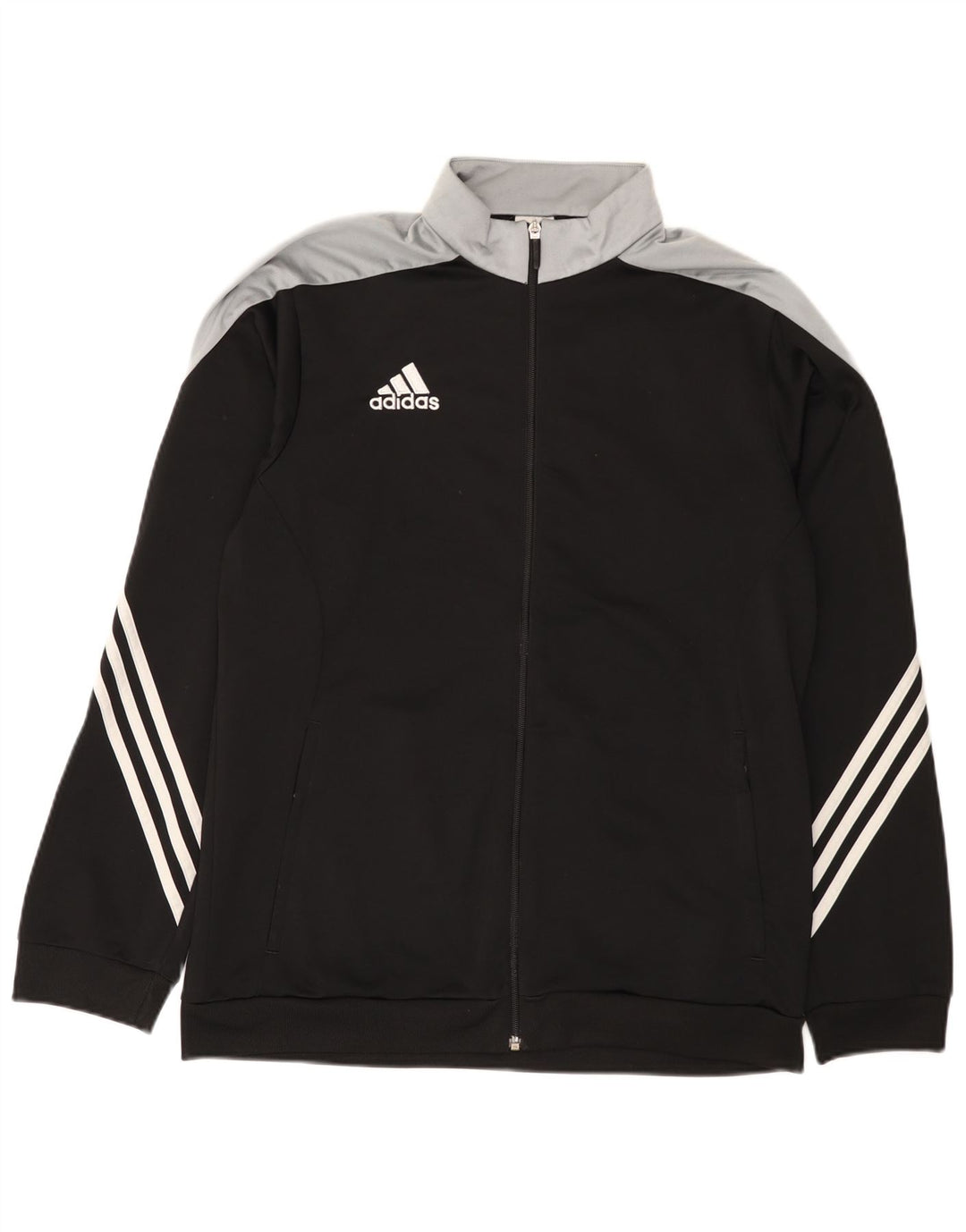Adidas Męski pełny dres, duży, czarny poliester z blokami kolorów