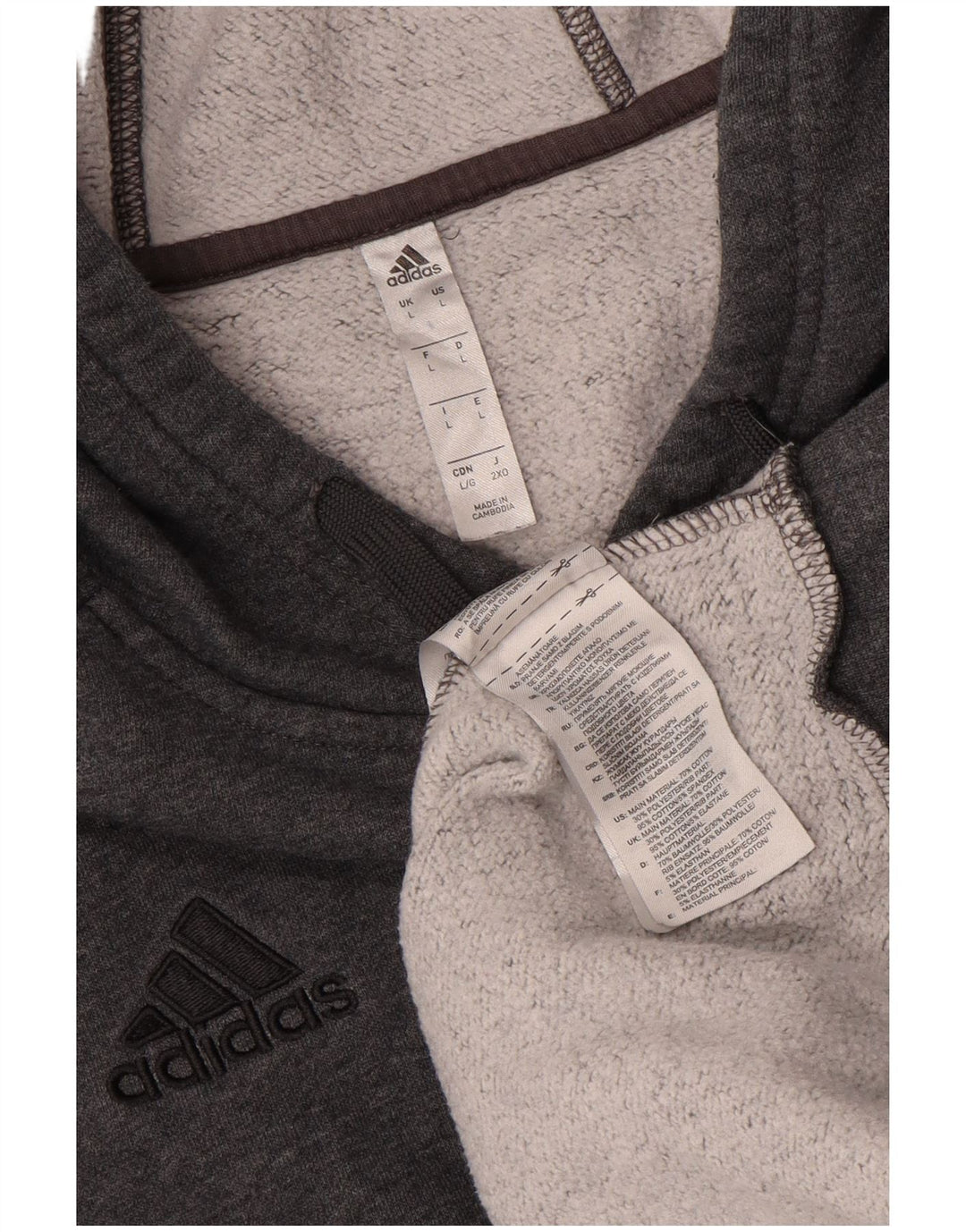 Adidas Męski sweter z kapturem, duży, szary, bawełniany