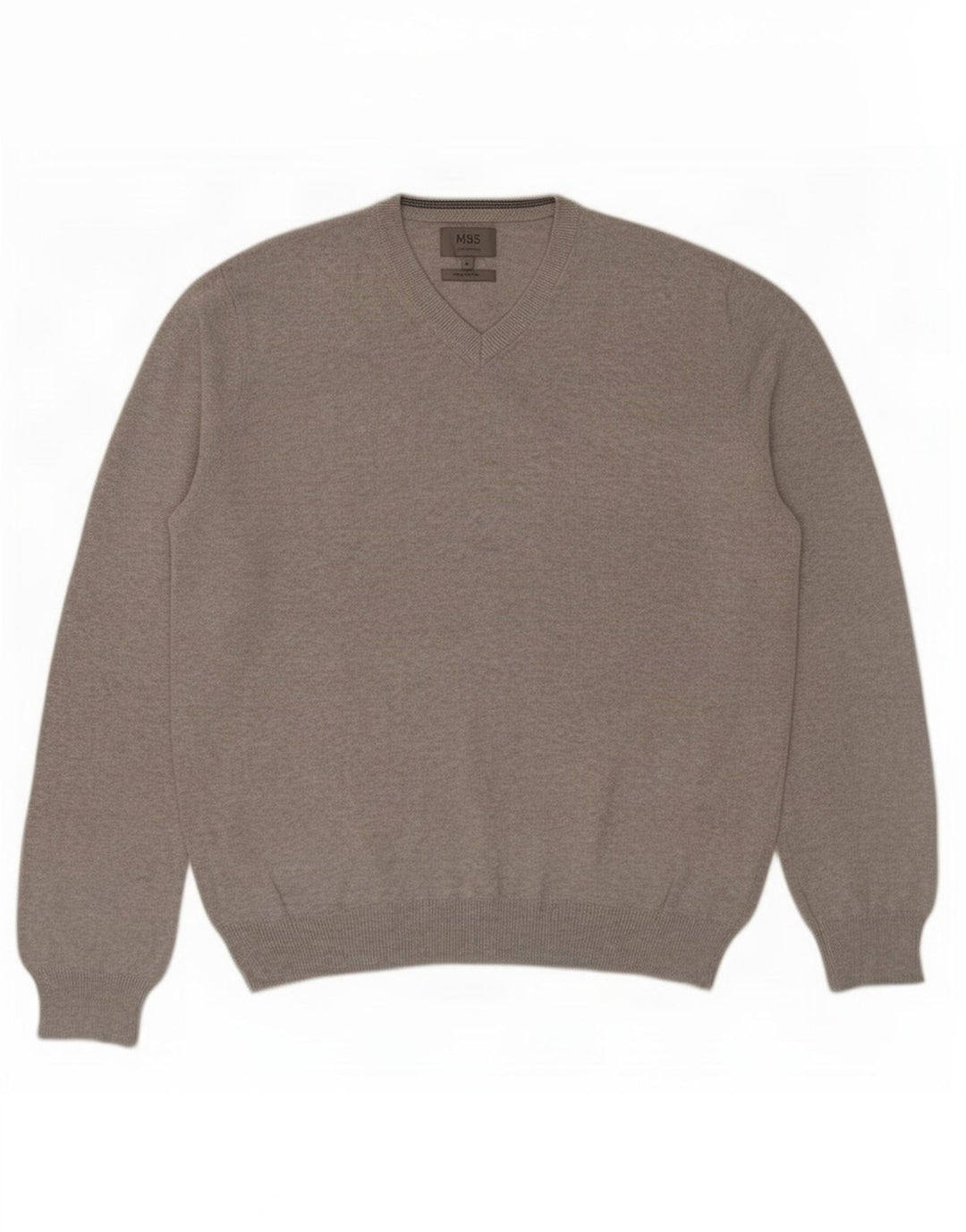 Marks & Spencer Męski sweter z dekoltem w kształcie litery V, duży, szary, bawełniany