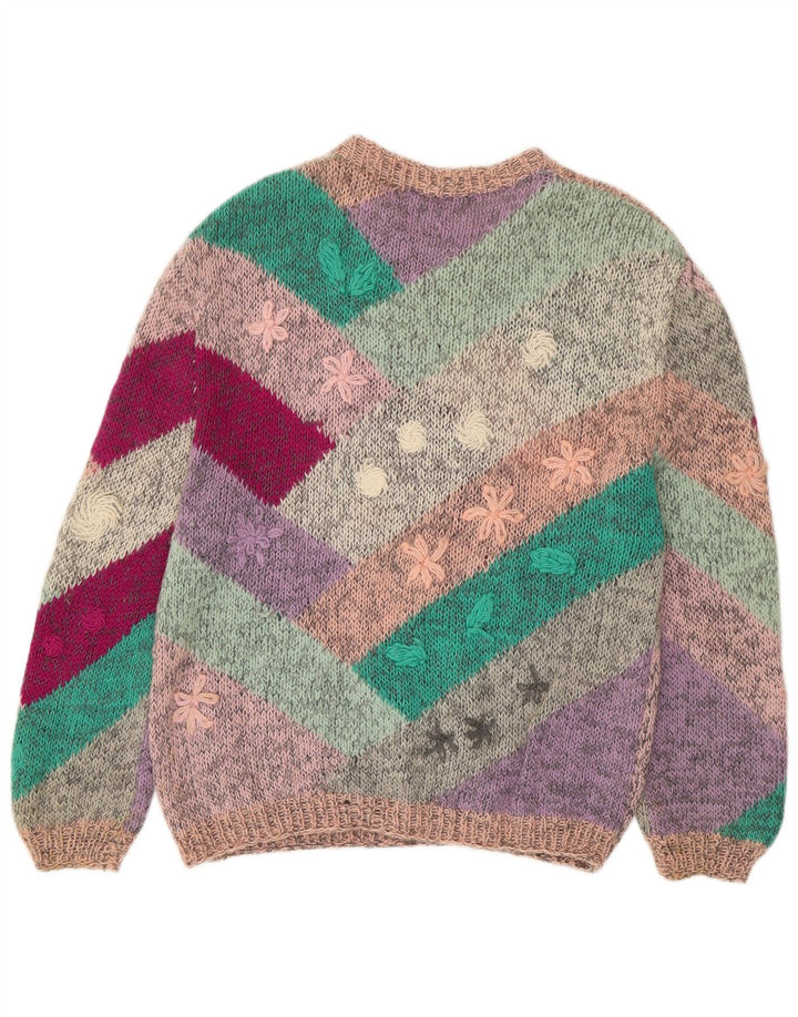 Sweter damski VINTAGE z dekoltem w łódkę UK 18 XL, wielobarwny w kwiaty