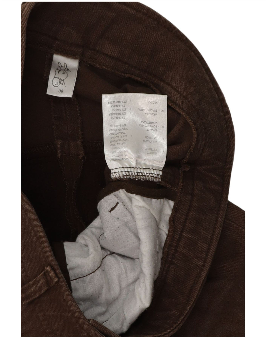 Damskie spodnie jeździeckie Vintage EU 38 Medium W28 L27 Brązowy blok kolorów