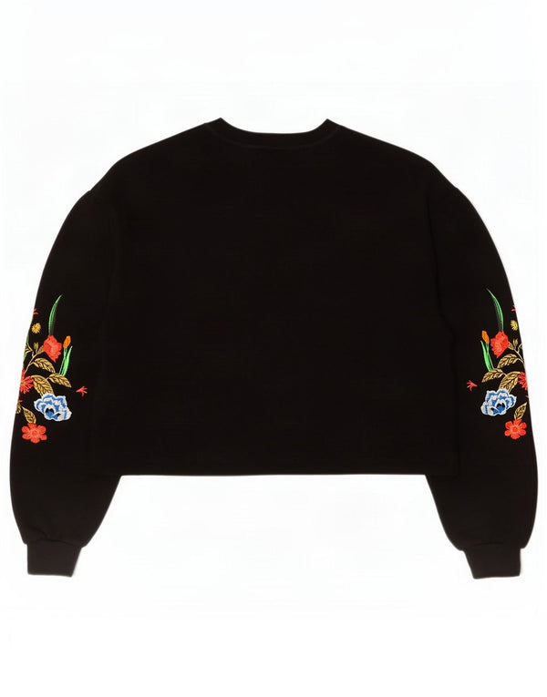 Bluza damska Zara Crop Oversize Sweter UK 10 Small Black Floral