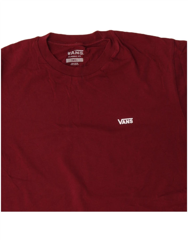 Męski T-shirt VANS o klasycznym kroju, mały, bordowy, bawełniany