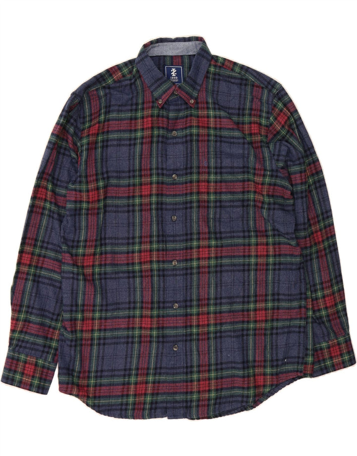IZOD Mens Flannel Shirt Large Blue Check Cotton Vintage Izod and Second-Hand Izod from Messina Hembry 