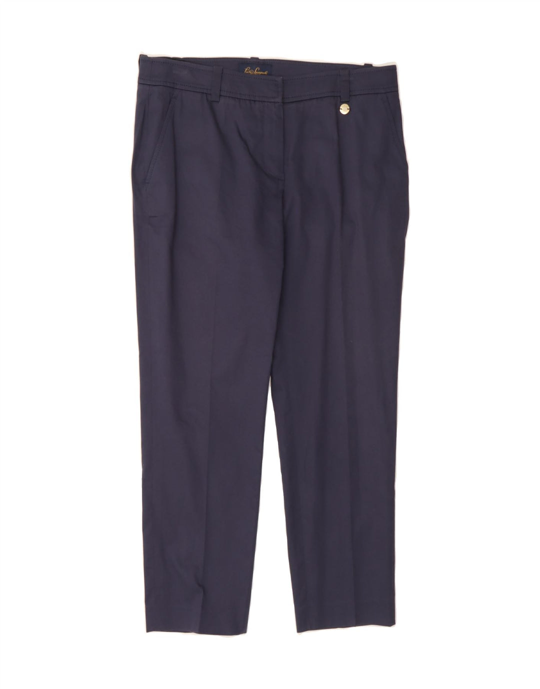 LUISA SPAGNOLI Womens Cropped Trousers IT 42 Medium W30 L24 Navy Blue Vintage Luisa Spagnoli and Second-Hand Luisa Spagnoli from Messina Hembry 
