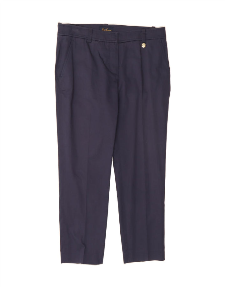 LUISA SPAGNOLI Womens Cropped Trousers IT 42 Medium W30 L24 Navy Blue Vintage Luisa Spagnoli and Second-Hand Luisa Spagnoli from Messina Hembry 