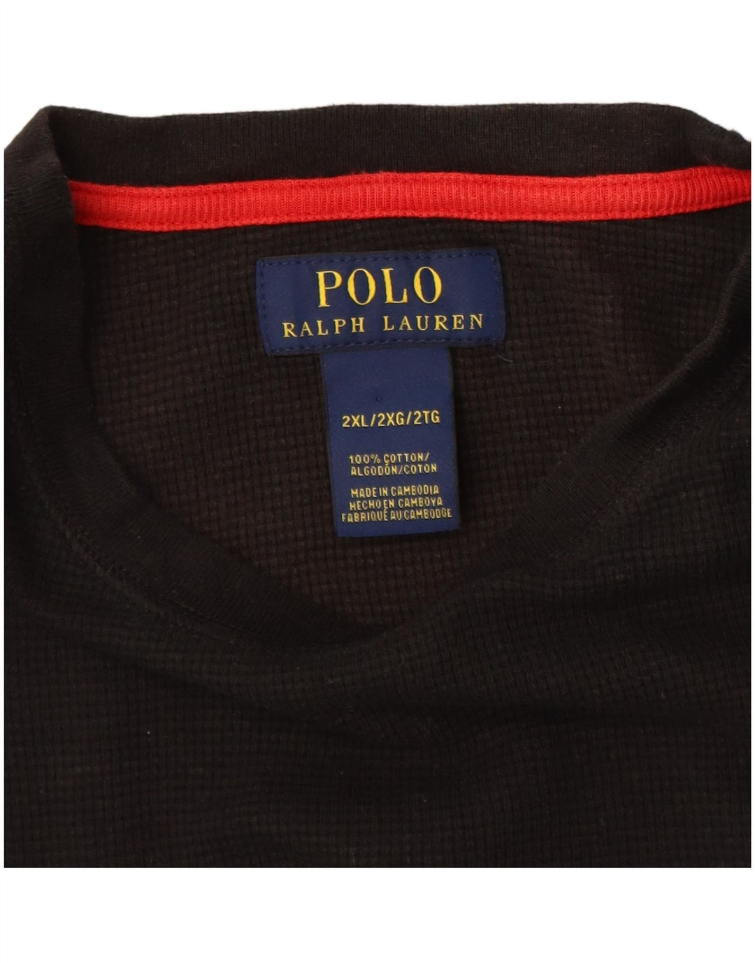 Koszulka POLO RALPH LAUREN Męska koszulka z długim rękawem, 2XL, niebieska, bawełniana