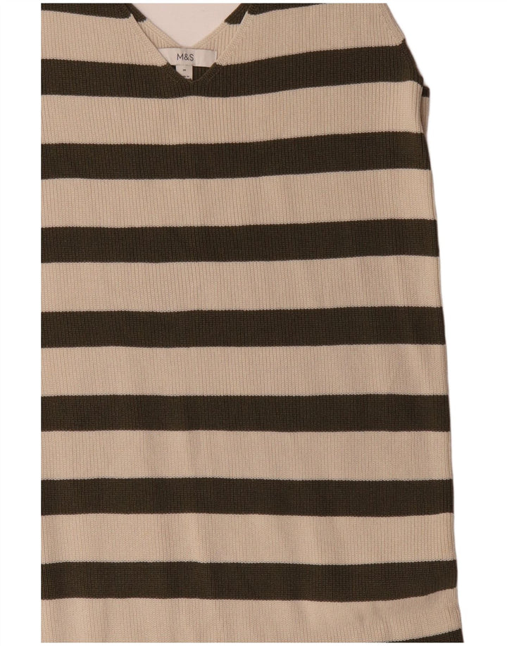 Marks & Spencer Damska sukienka sweterkowa bez rękawów UK 14 w średnie zielone paski