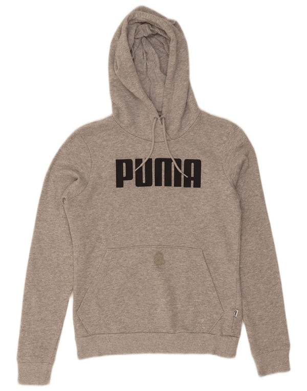 Damska bluza z kapturem Puma z grafiką UK 8, mała, szara bawełna