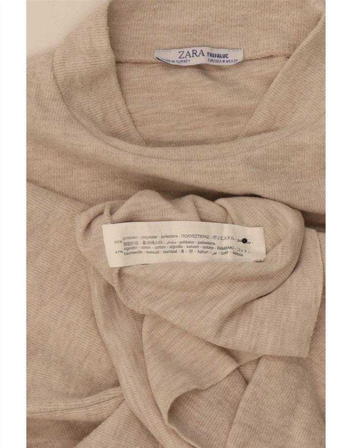 Damski T-shirt Zara Trafaluc Crop Top UK 14 Średni Beżowy Poliester
