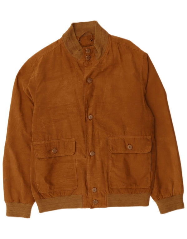 Męska kurtka bomberka Vintage UK 40, duża, brązowa, poliester