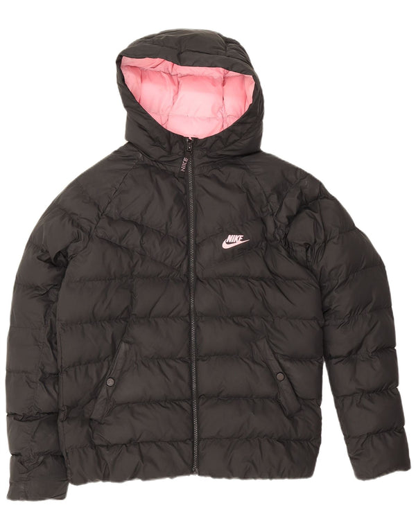 Wyściełana kurtka dziewczęca z kapturem i kapturem Nike 13-14 lat XL, czarna, poliestrowa