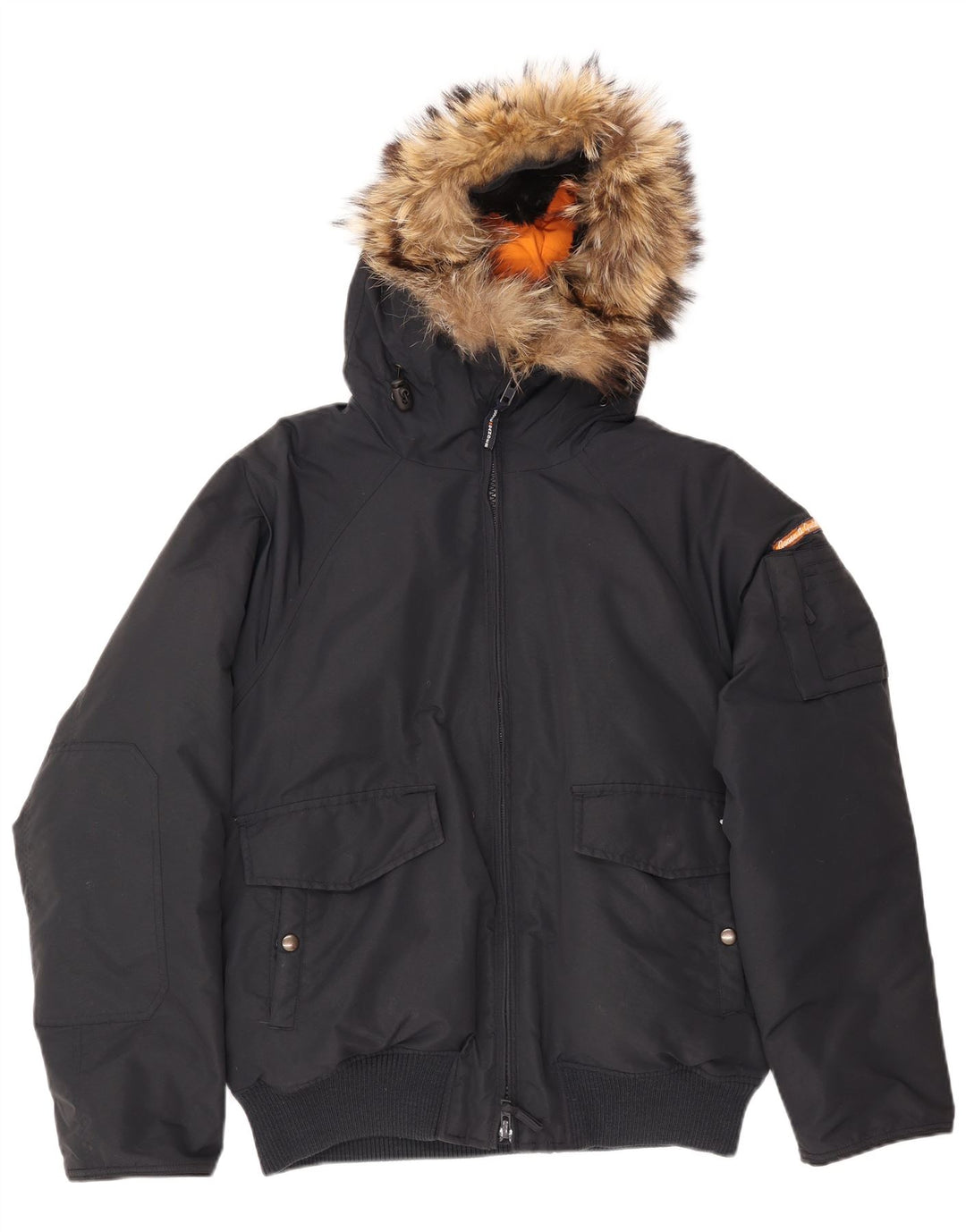 Męska wyściełana kurtka bomber z kapturem i kapturem Goose & Gander IT 48 Średni czarny nylon