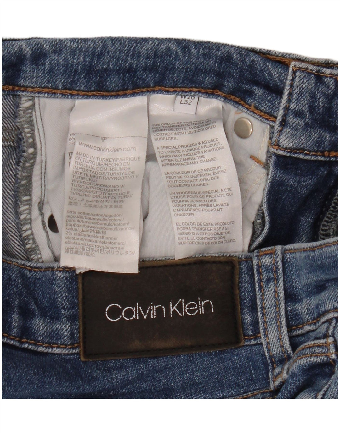 Damskie proste dżinsy Calvin Klein W26 L26 Niebieskie bawełniane