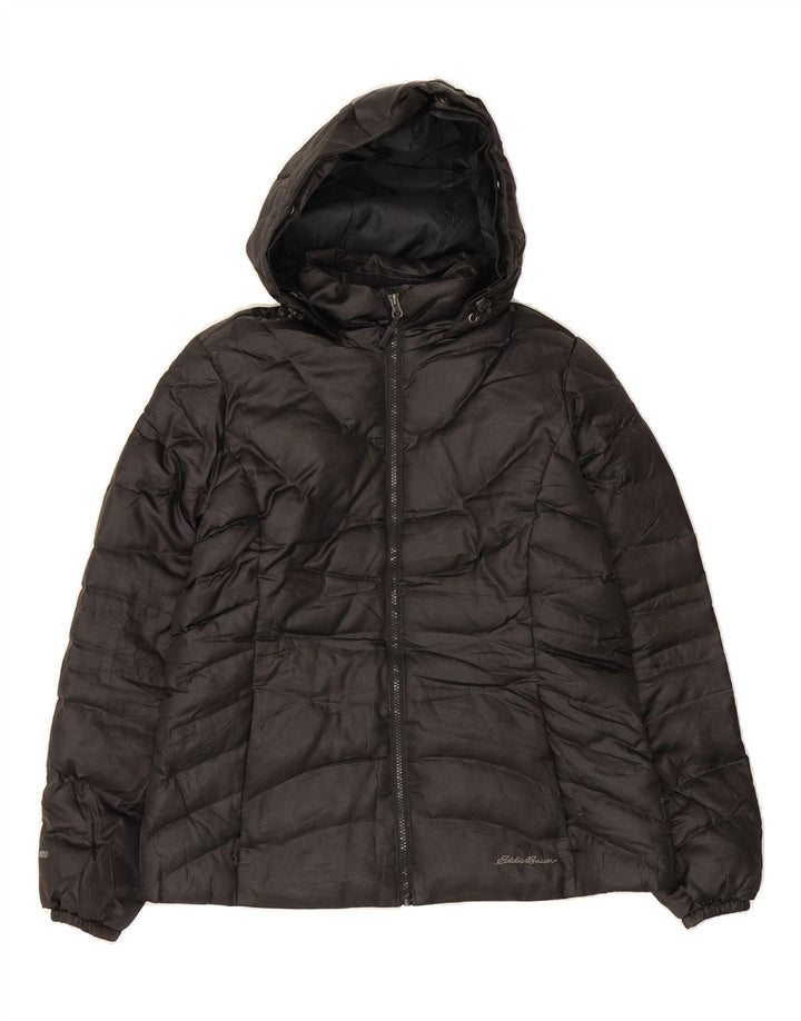 EDDIE BAUER Womens Hooded Padded Jacket UK 16 Large Black Polyester Vintage Eddie Bauer and Second-Hand Eddie Bauer from Messina Hembry 