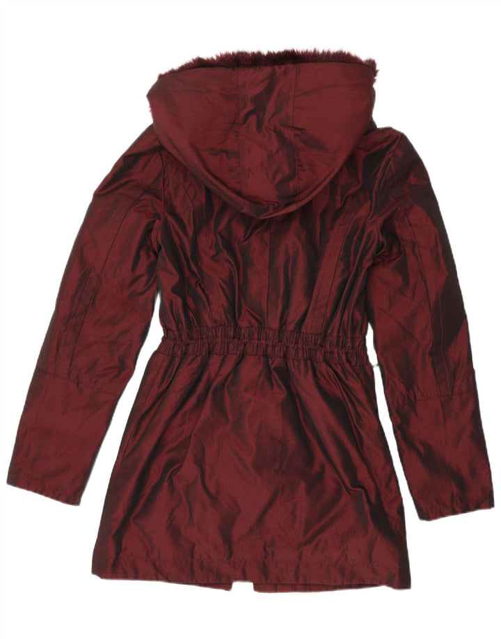 Damska kurtka parka z kapturem Ted Baker, rozmiar 1 XS, bordowy poliester
